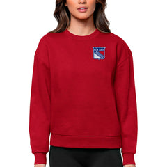 New York Rangers Antigua Women's Victory Crewneck Pullover Sweatshirt - Red - NHL