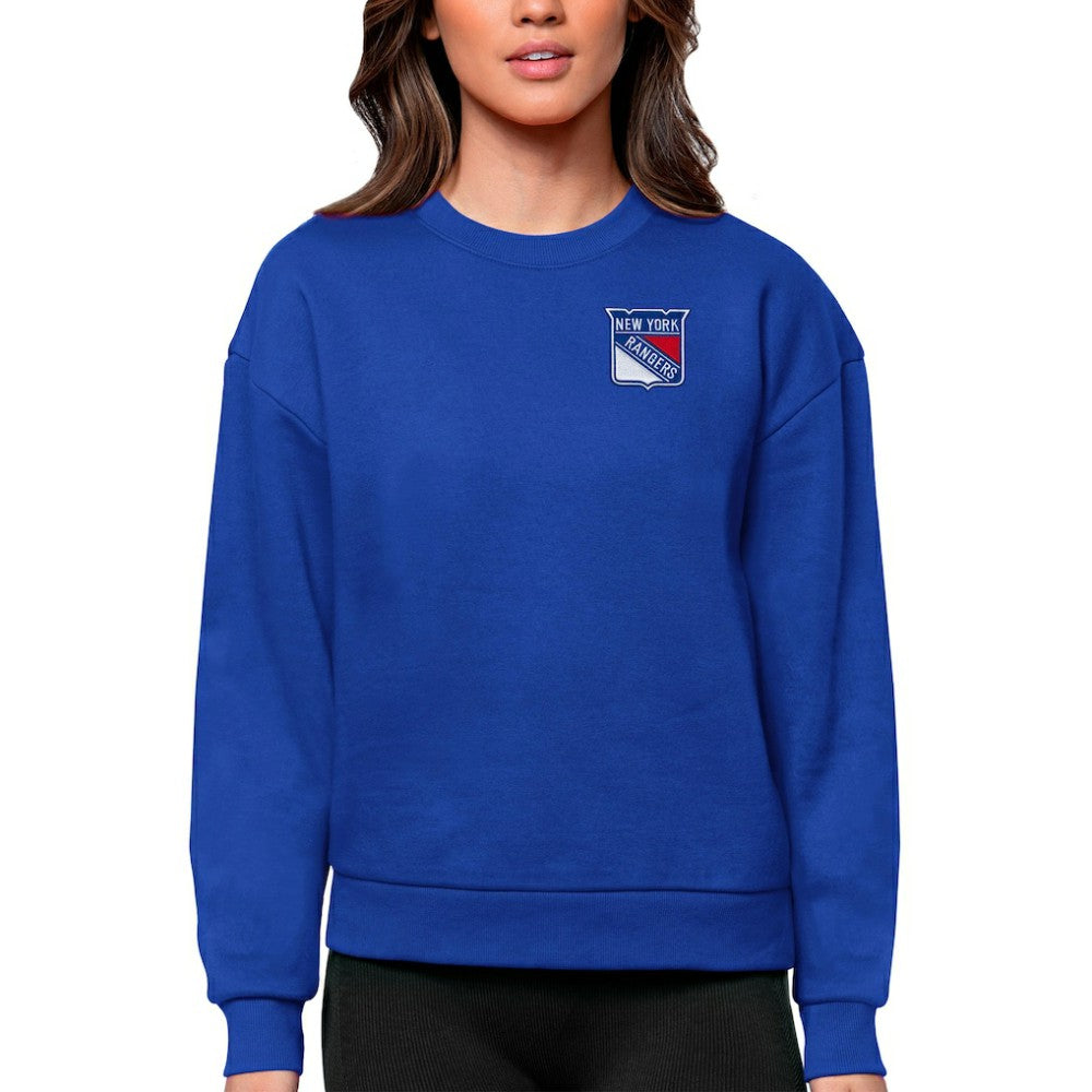 New York Rangers Antigua Women's Victory Crewneck Pullover Sweatshirt - Royal - NHL