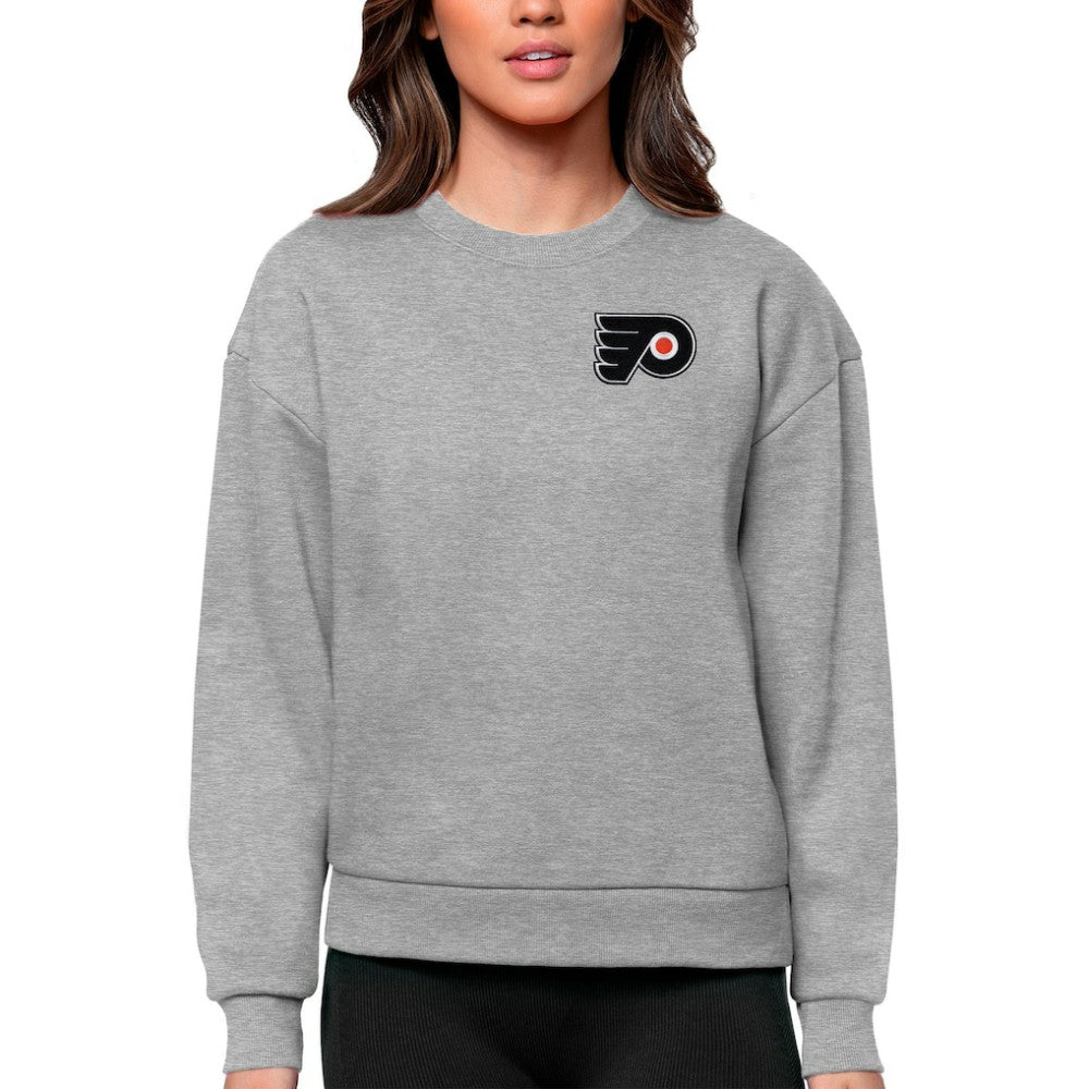 Philadelphia Flyers Antigua Women's Victory Crewneck Pullover Sweatshirt - Heather Gray - NHL