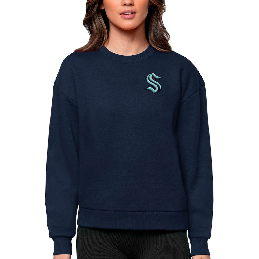Seattle Kraken Antigua Women's Victory Crewneck Pullover Sweatshirt - Navy - NHL
