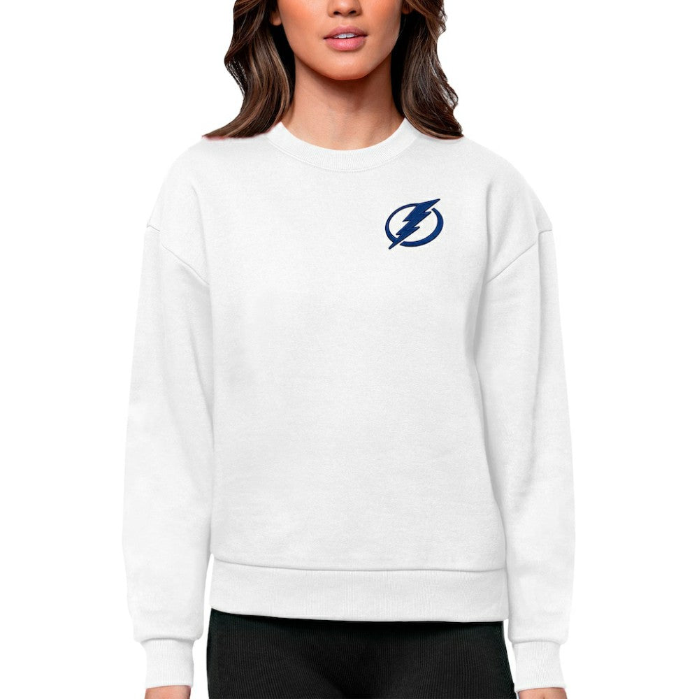 Tampa Bay Lightning Antigua Women's Victory Crewneck Pullover Sweatshirt - White - NHL