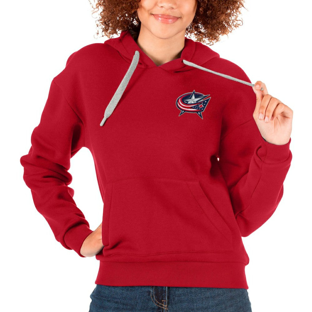 Columbus Blue Jackets Antigua Women's Victory Pullover Hoodie - Red - NHL