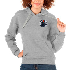 Edmonton Oilers Antigua Women's Victory Pullover Hoodie - Heather Gray - NHL