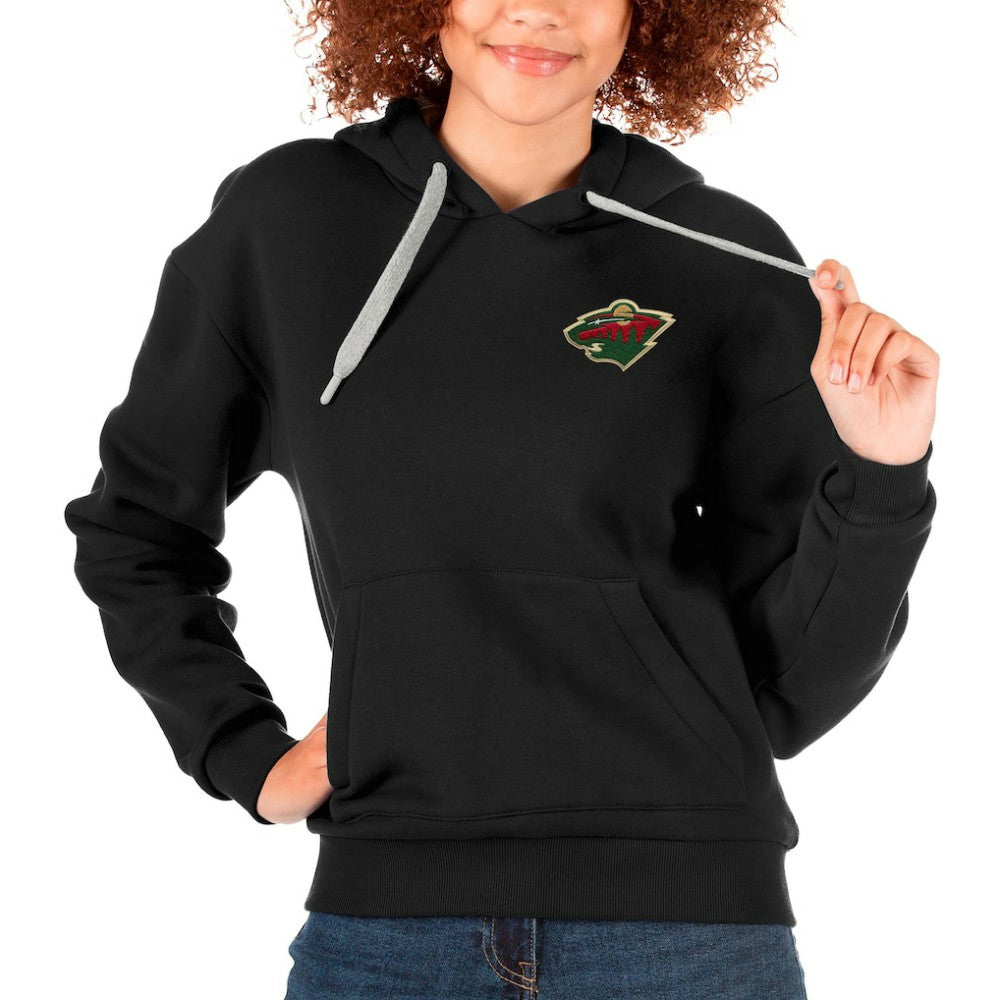 Minnesota Wild Antigua Women's Victory Pullover Hoodie - Black - NHL