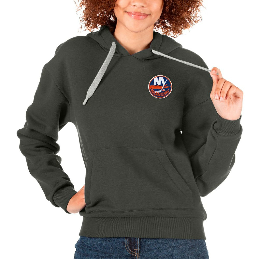 New York Islanders Antigua Women's Victory Pullover Hoodie - Charcoal - NHL