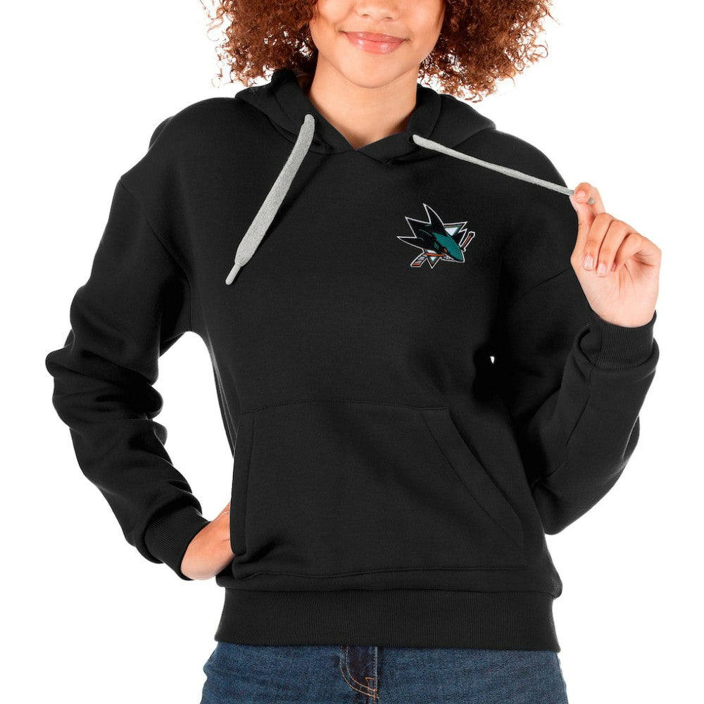 San Jose Sharks Antigua Women's Victory Pullover Hoodie - Black - NHL