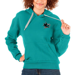 San Jose Sharks Antigua Women's Victory Pullover Hoodie - Teal - NHL