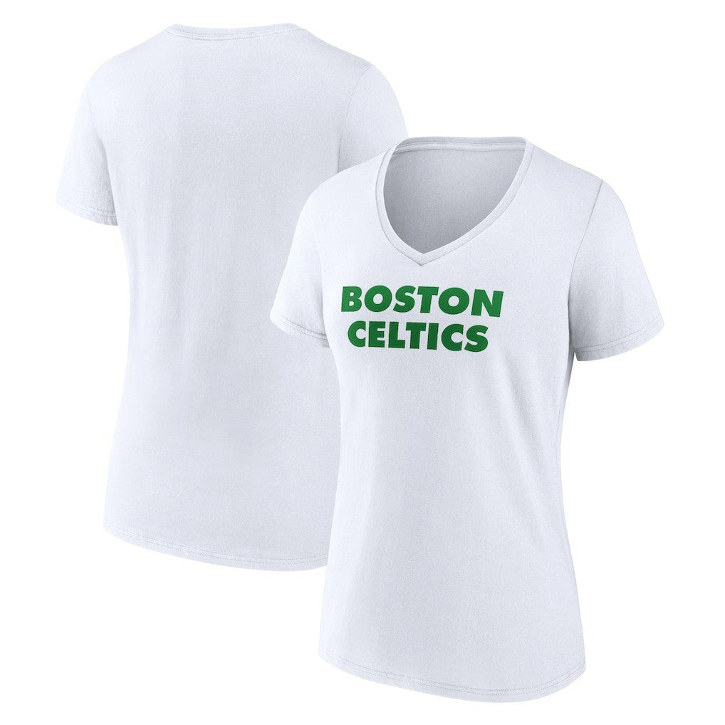 Boston Celtics Women's Wordmark V-Neck T-Shirt White - NBA
