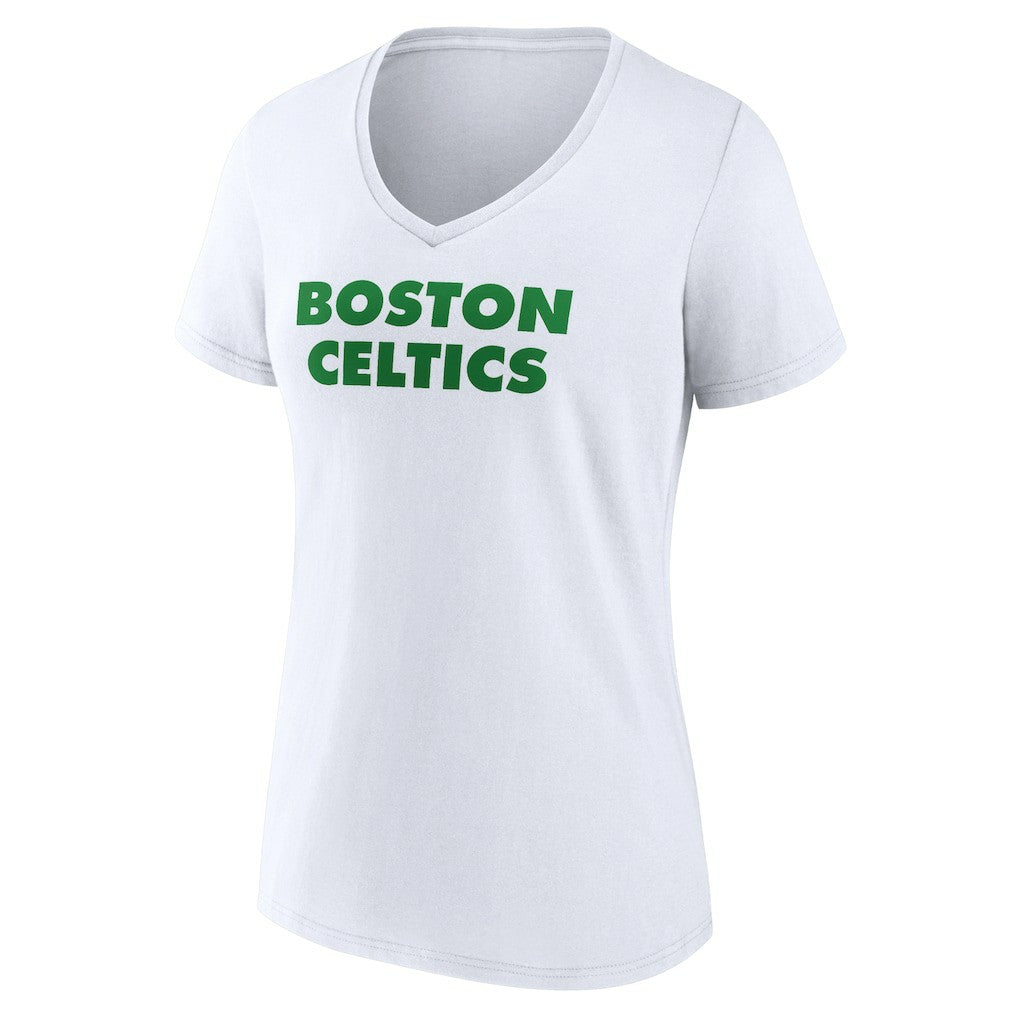 Boston Celtics Women's Wordmark V-Neck T-Shirt White - NBA