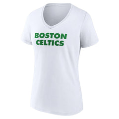 Boston Celtics Women's Wordmark V-Neck T-Shirt White - NBA