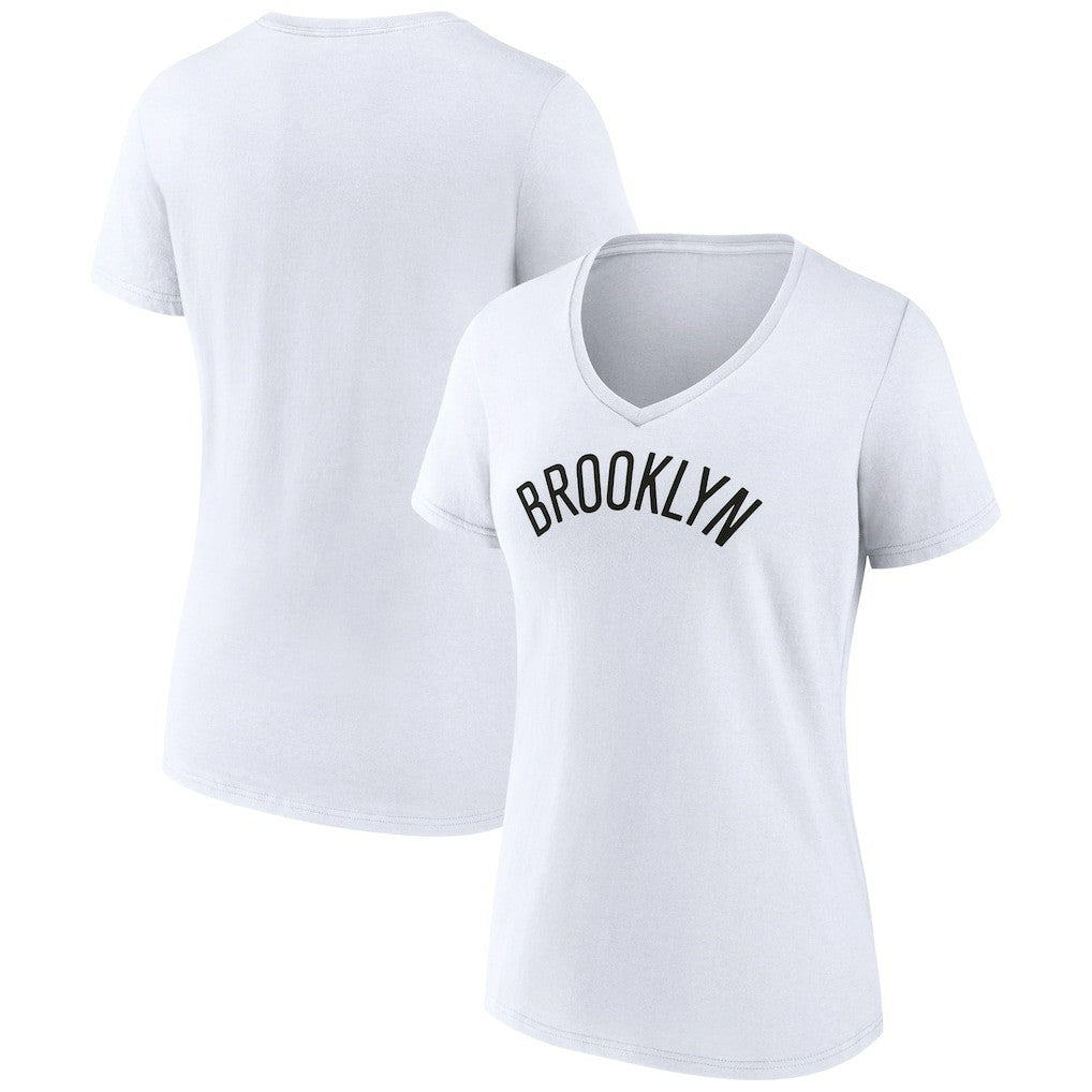 Brooklyn Nets Women's Wordmark V-Neck T-Shirt White - NBA