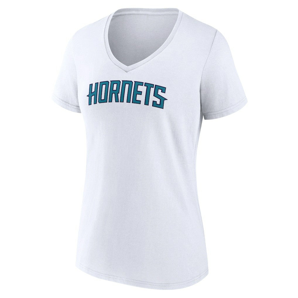 Charlotte Hornets Women's Wordmark V-Neck T-Shirt White - NBA