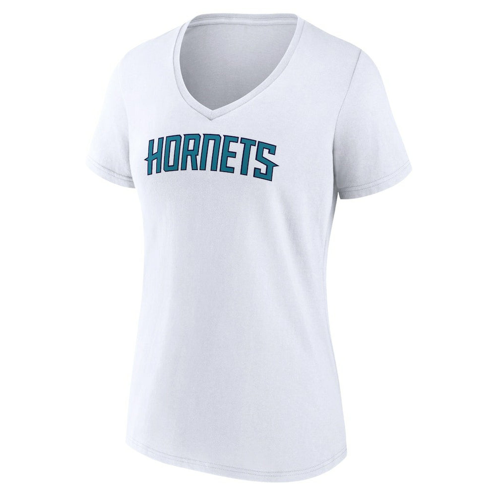 Charlotte Hornets Women's Wordmark V-Neck T-Shirt White - NBA