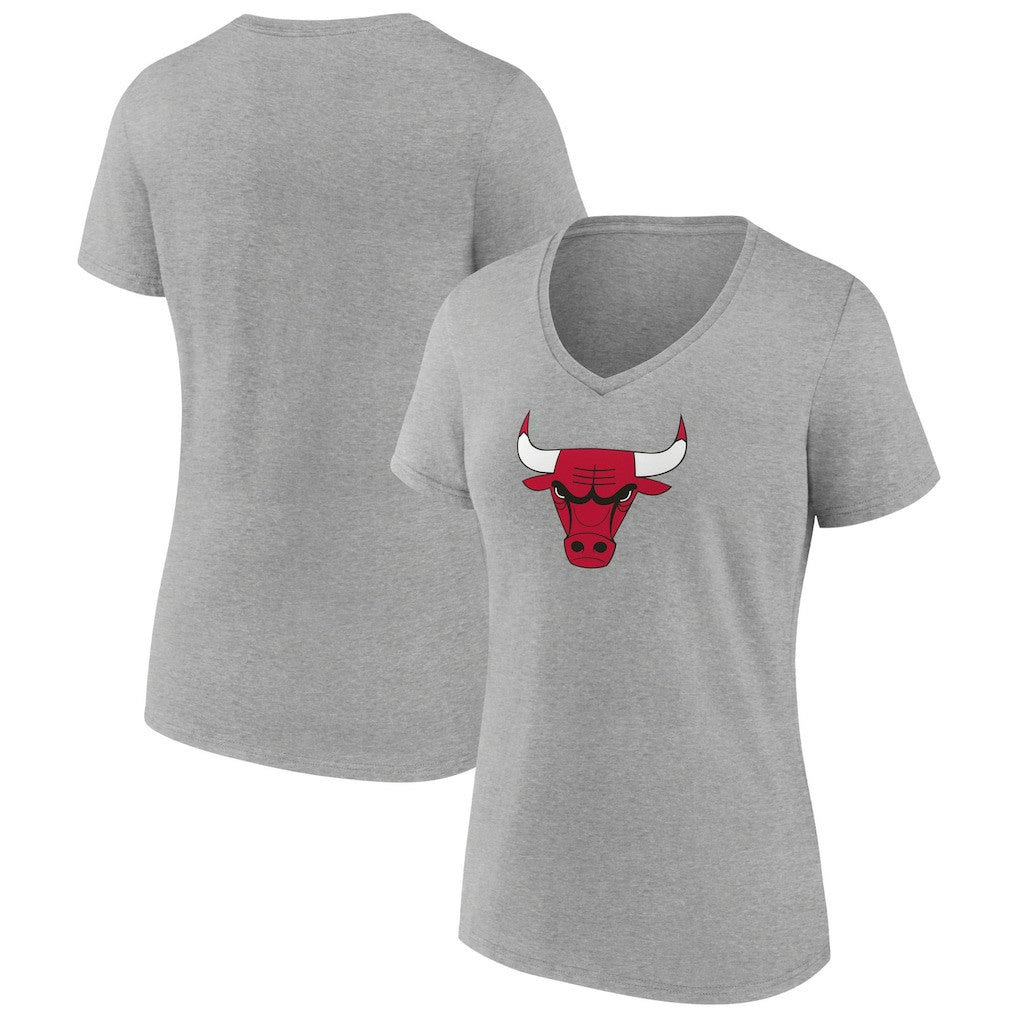Chicago Bulls Women's Logo V-Neck T-Shirt Gray - NBA