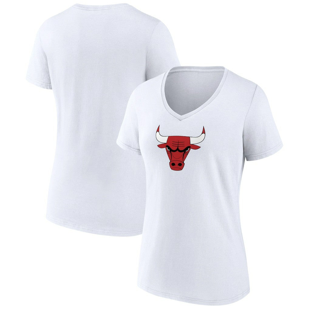 Chicago Bulls Women's Logo V-Neck T-Shirt White - NBA