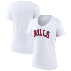 Chicago Bulls Women's Wordmark V-Neck T-Shirt White - NBA