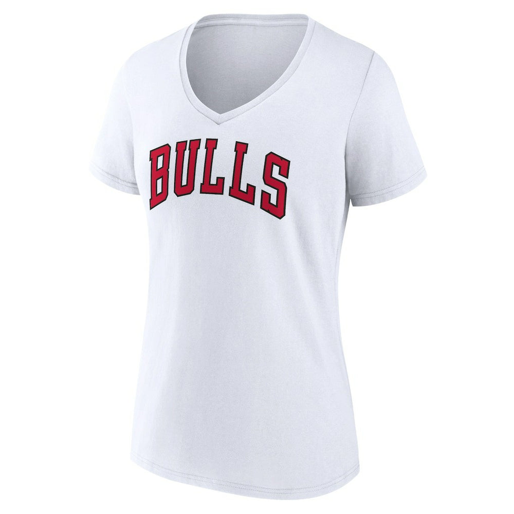 Chicago Bulls Women's Wordmark V-Neck T-Shirt White - NBA
