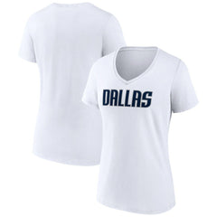 Dallas Mavericks Women's Wordmark V-Neck T-Shirt White - NBA