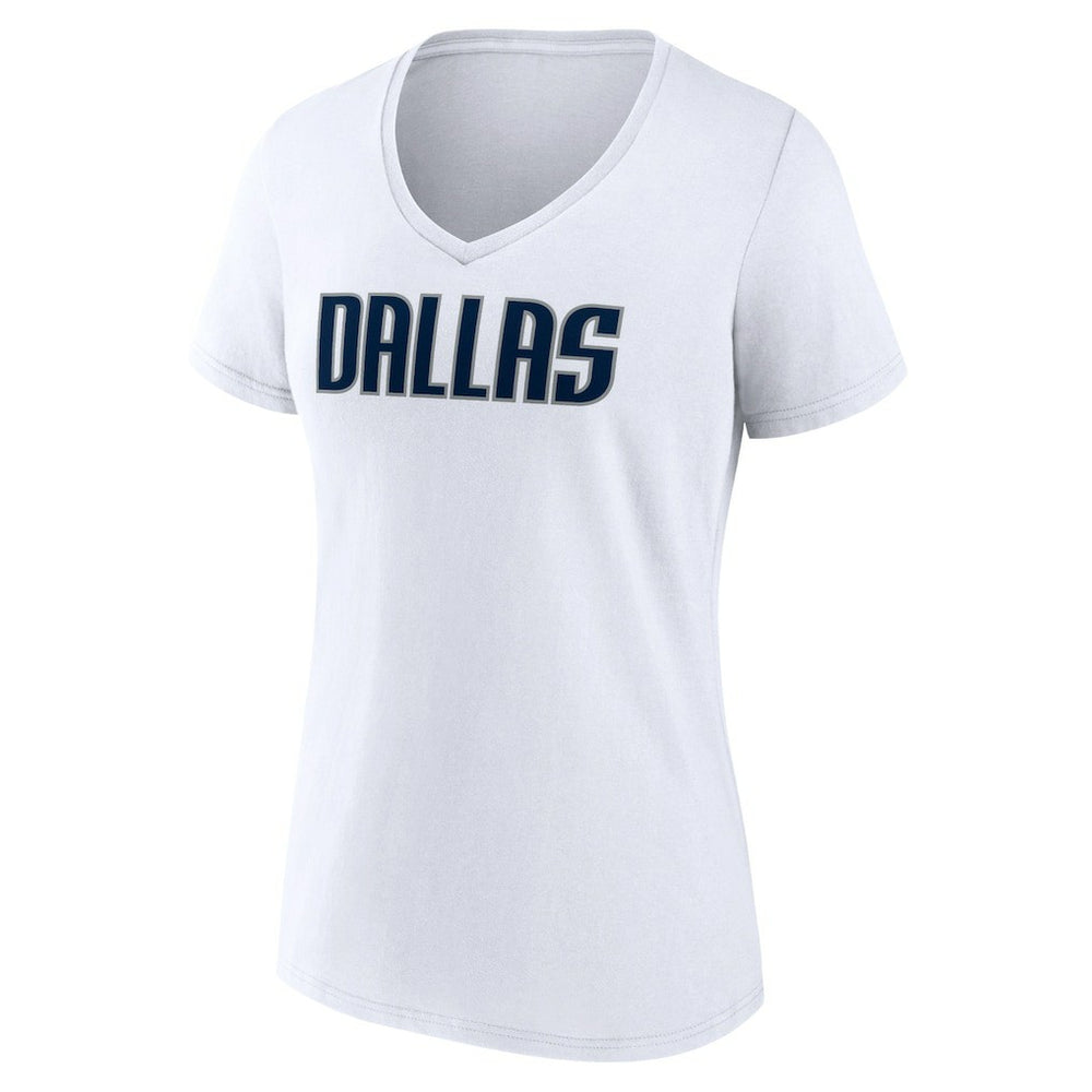 Dallas Mavericks Women's Wordmark V-Neck T-Shirt White - NBA