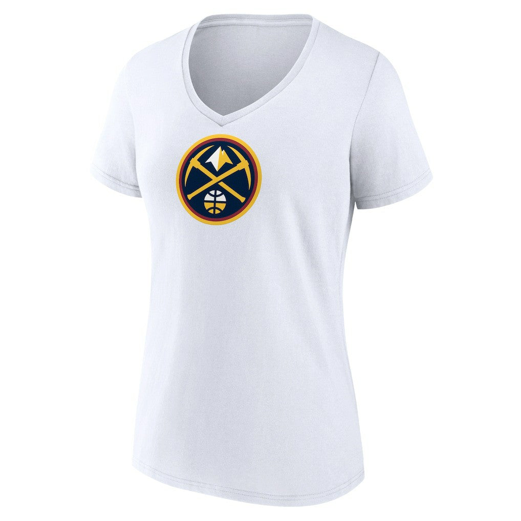 Denver Nuggets Women's Logo V-Neck T-Shirt White - NBA