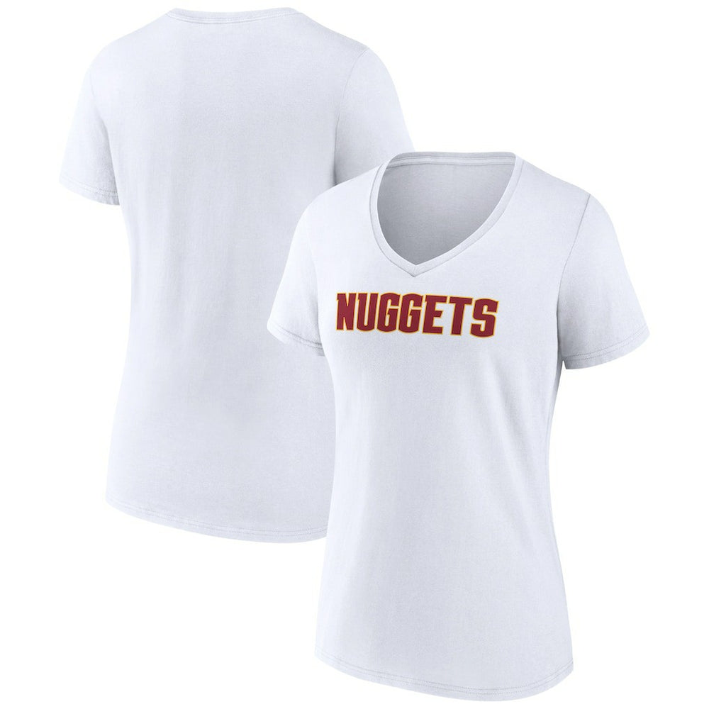 Denver Nuggets Women's Wordmark V-Neck T-Shirt White - NBA