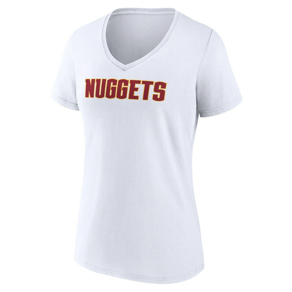 Denver Nuggets Women's Wordmark V-Neck T-Shirt White - NBA