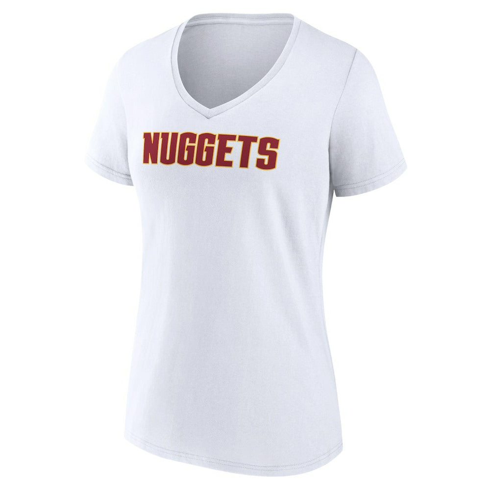 Denver Nuggets Women's Wordmark V-Neck T-Shirt White - NBA