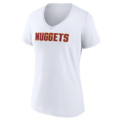 Denver Nuggets Women's Wordmark V-Neck T-Shirt White - NBA