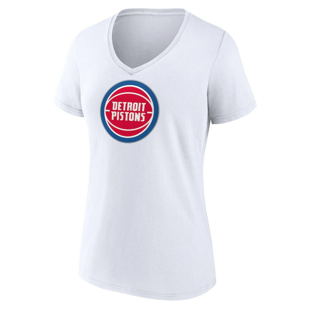 Detroit Pistons Women's Logo V-Neck T-Shirt White - NBA