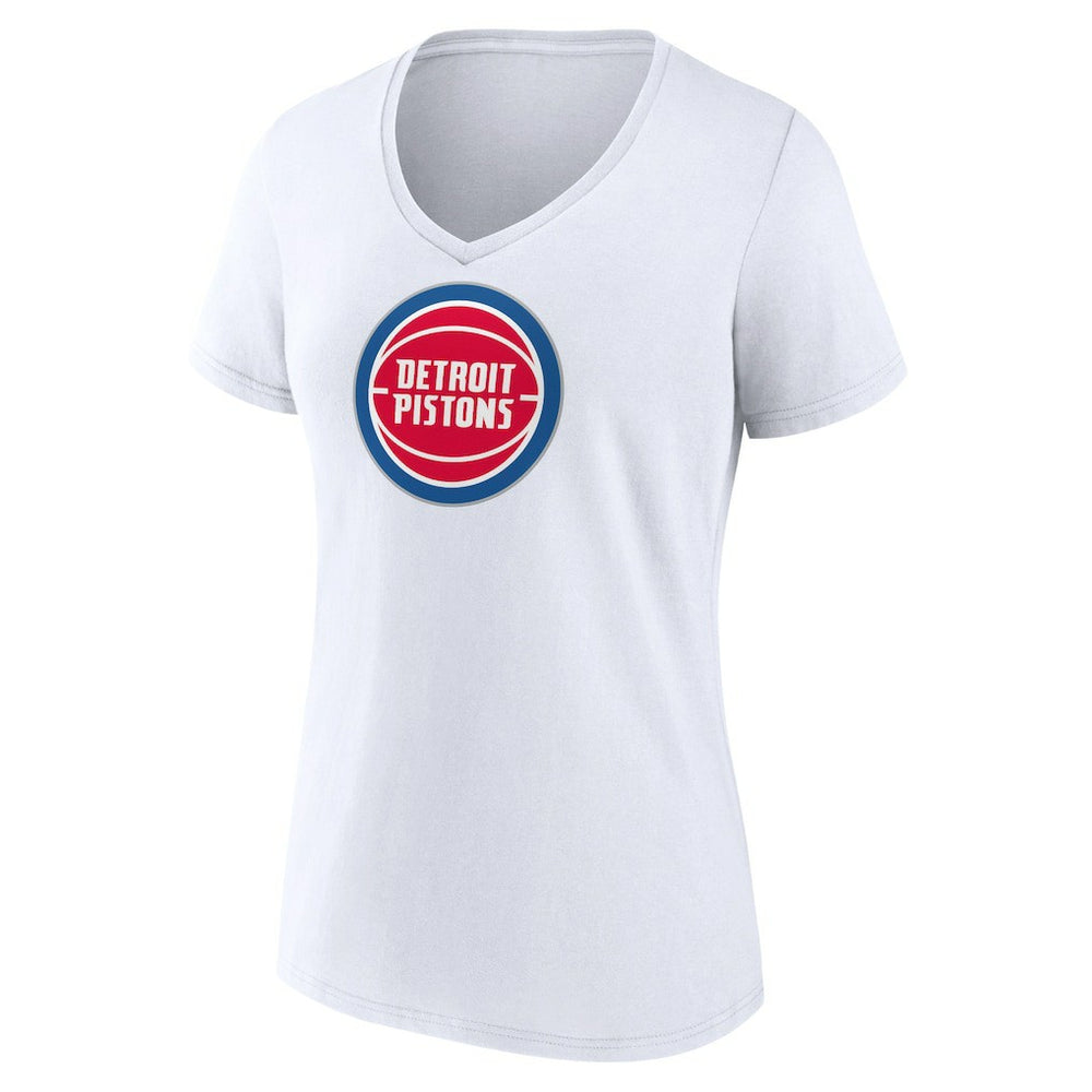 Detroit Pistons Women's Logo V-Neck T-Shirt White - NBA