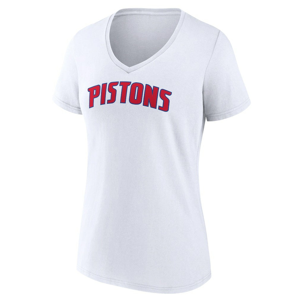 Detroit Pistons Women's Wordmark V-Neck T-Shirt White - NBA