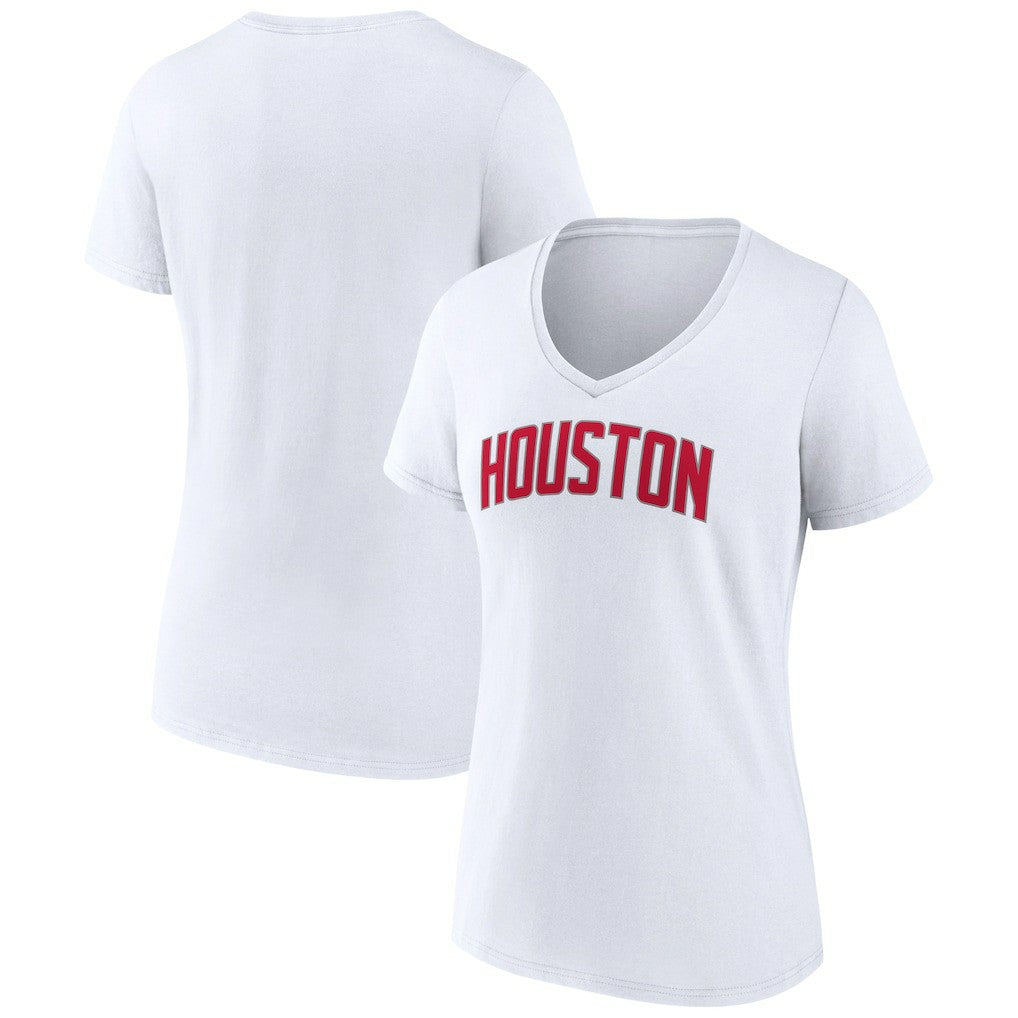 Houston Rockets Women's Wordmark V-Neck T-Shirt White - NBA