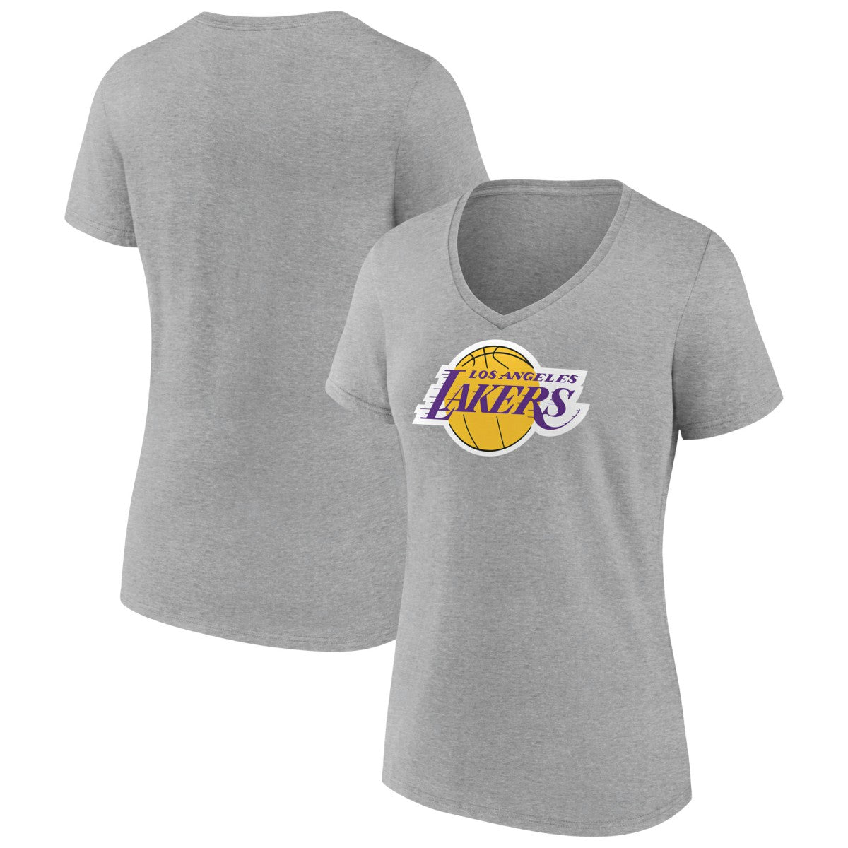 Los Angeles Lakers Women's Logo V-Neck T-Shirt Gray - NBA