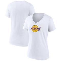 Los Angeles Lakers Women's Logo V-Neck T-Shirt White - NBA