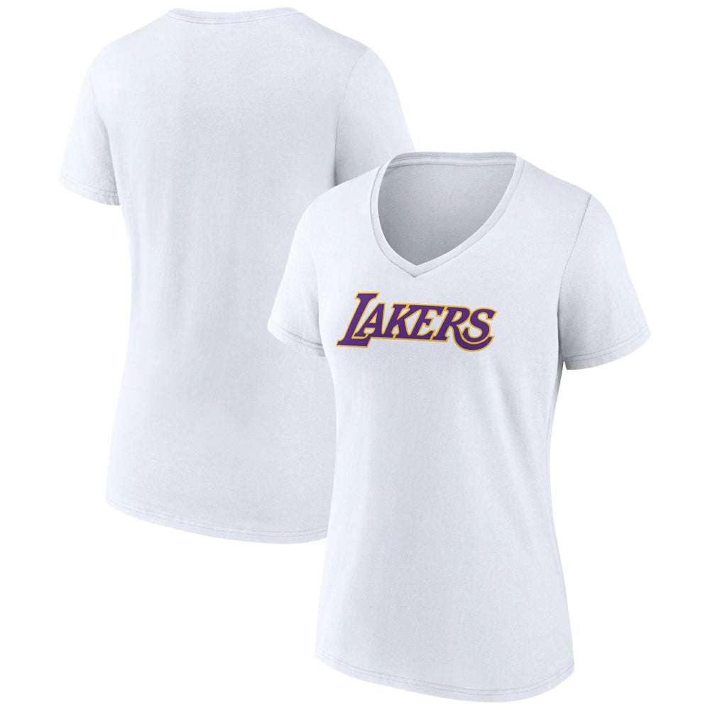Los Angeles Lakers Women's Wordmark V-Neck T-Shirt White - NBA