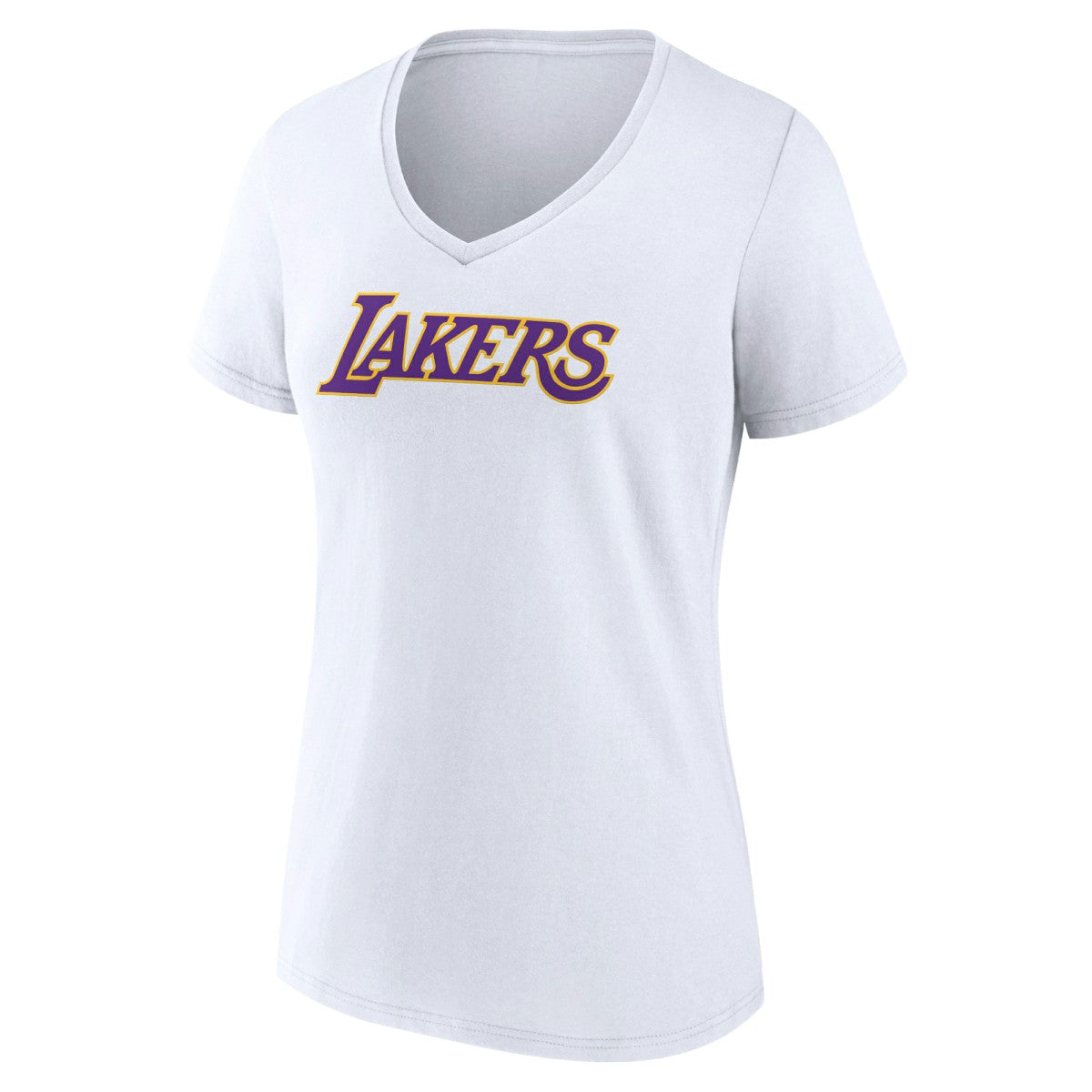 Los Angeles Lakers Women's Wordmark V-Neck T-Shirt White - NBA