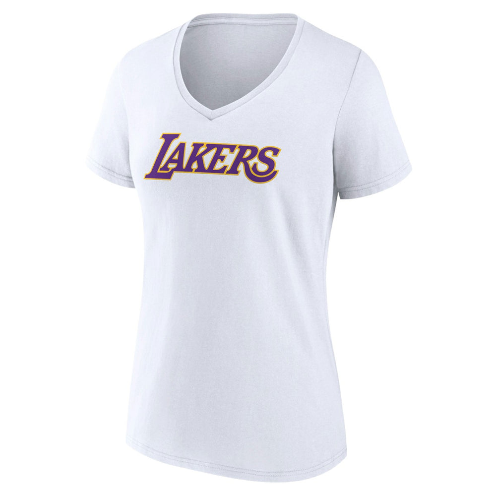Los Angeles Lakers Women's Wordmark V-Neck T-Shirt White - NBA