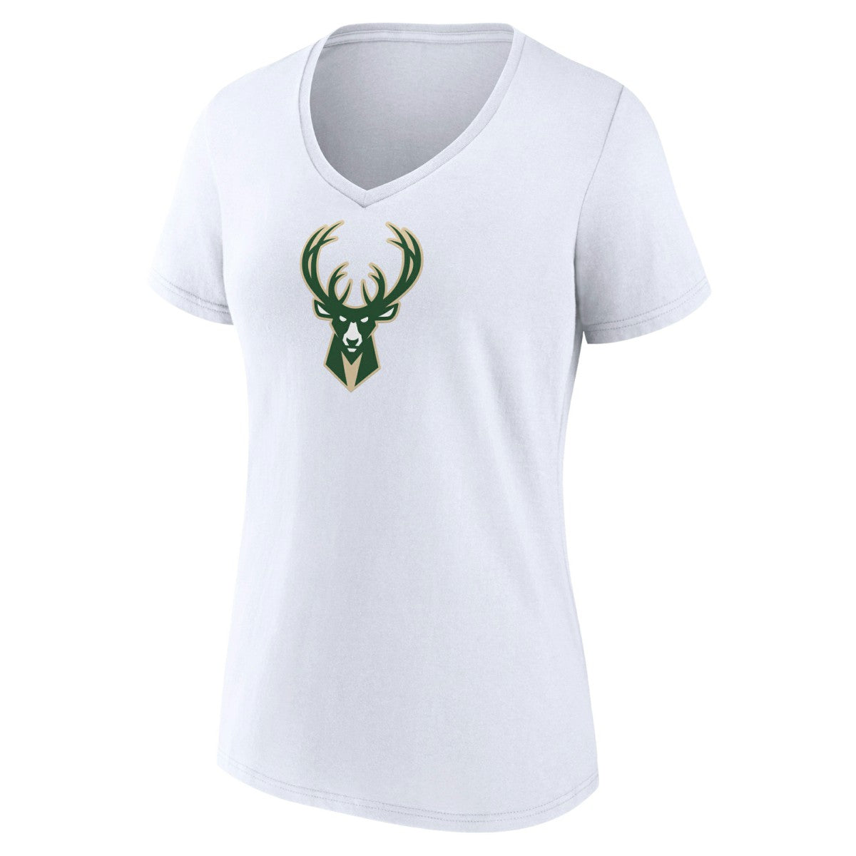 Milwaukee Bucks Women's Logo V-Neck T-Shirt White - NBA