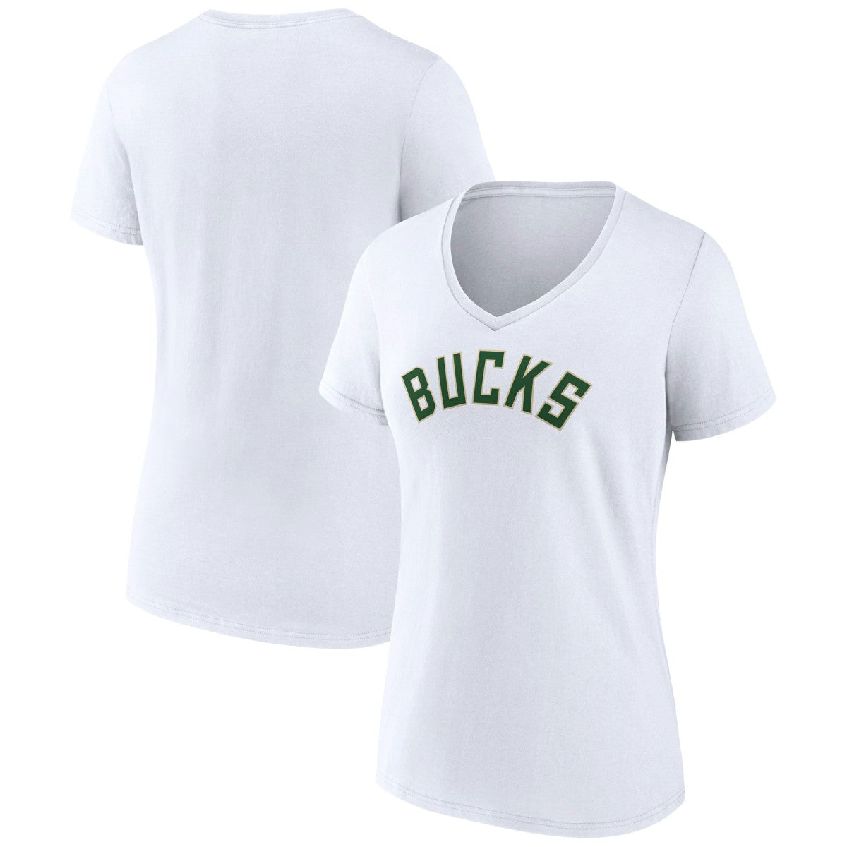 Milwaukee Bucks Women's Wordmark V-Neck T-Shirt White - NBA