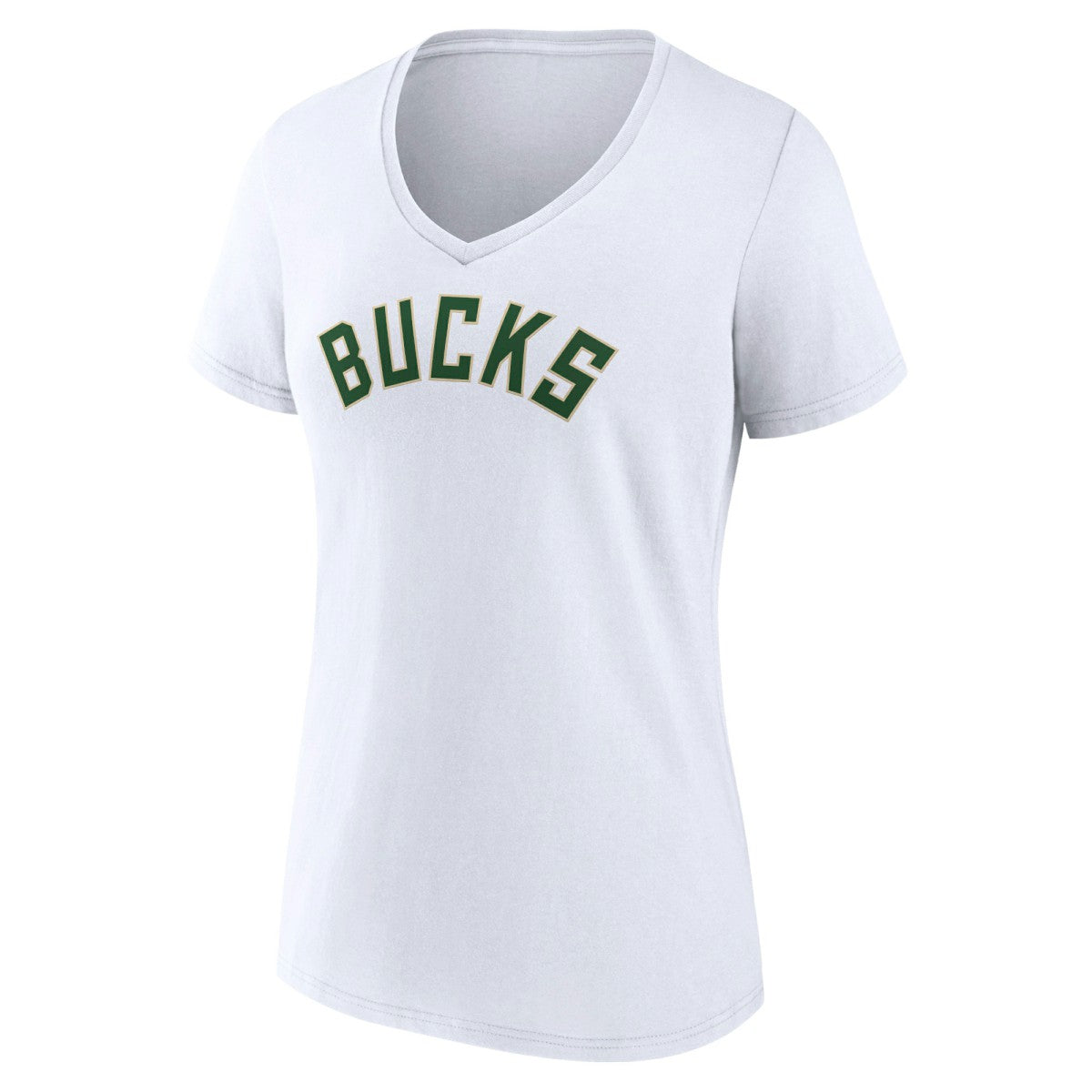 Milwaukee Bucks Women's Wordmark V-Neck T-Shirt White - NBA