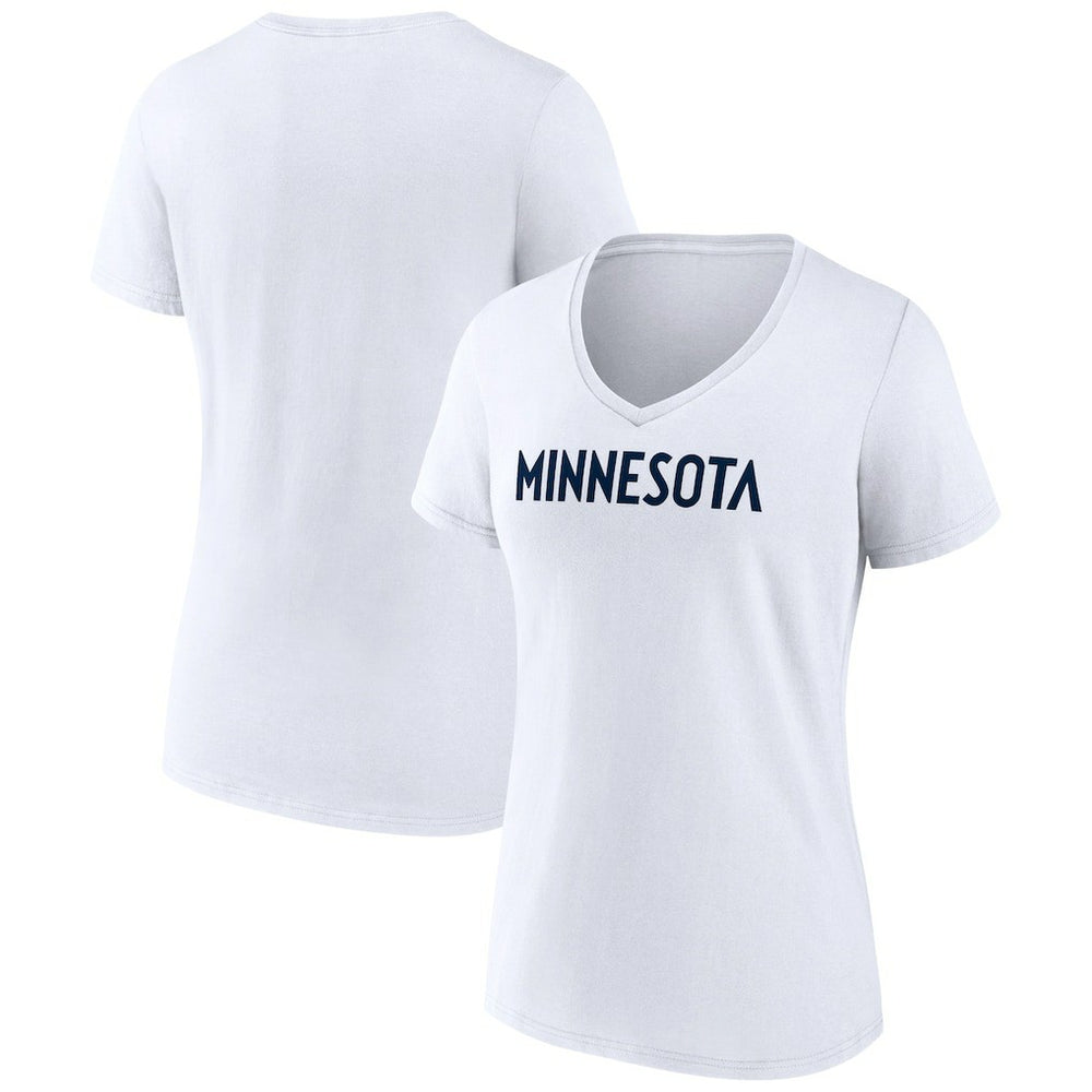 Minnesota Timberwolves Women's Wordmark V-Neck T-Shirt White - NBA