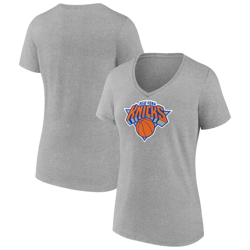New York Knicks Women's Logo V-Neck T-Shirt Gray - NBA
