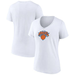 New York Knicks Women's Logo V-Neck T-Shirt White - NBA