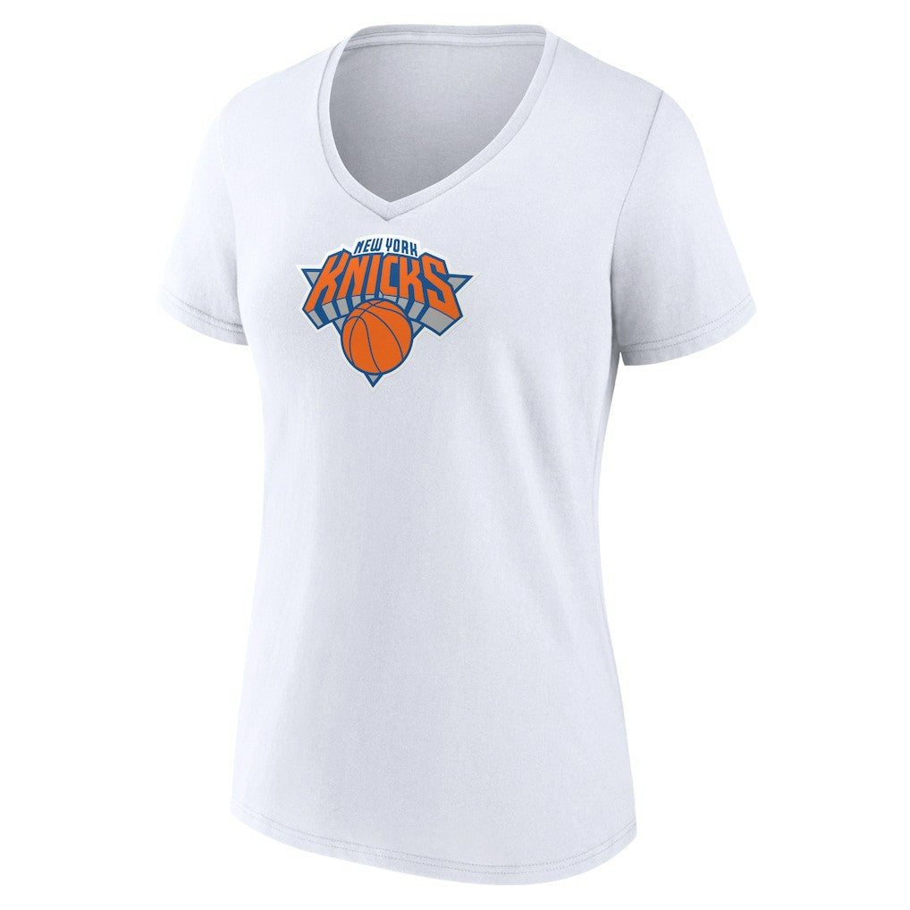 New York Knicks Women's Logo V-Neck T-Shirt White - NBA