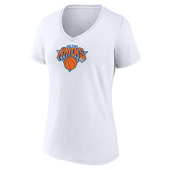 New York Knicks Women's Logo V-Neck T-Shirt White - NBA