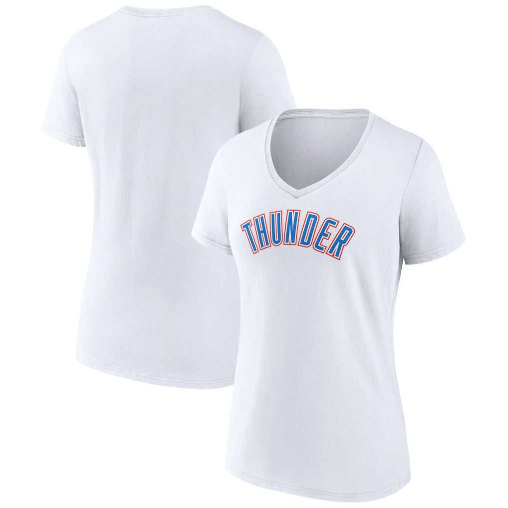 Oklahoma City Thunder Women's Wordmark V-Neck T-Shirt White - NBA