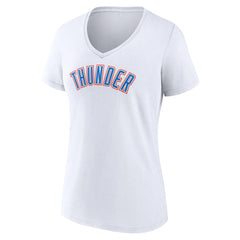 Oklahoma City Thunder Women's Wordmark V-Neck T-Shirt White - NBA