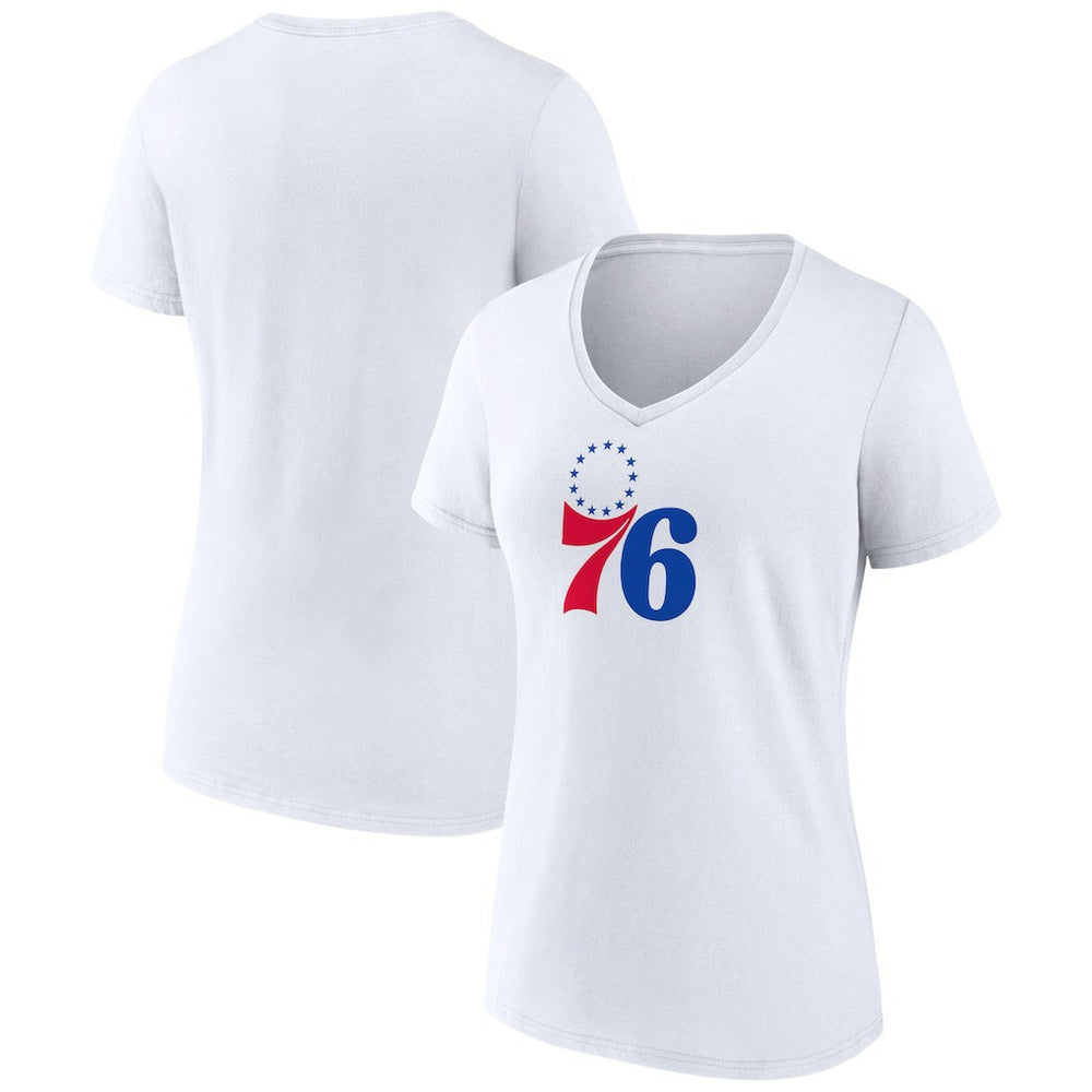 Philadelphia 76ers Women's Logo V-Neck T-Shirt White - NBA