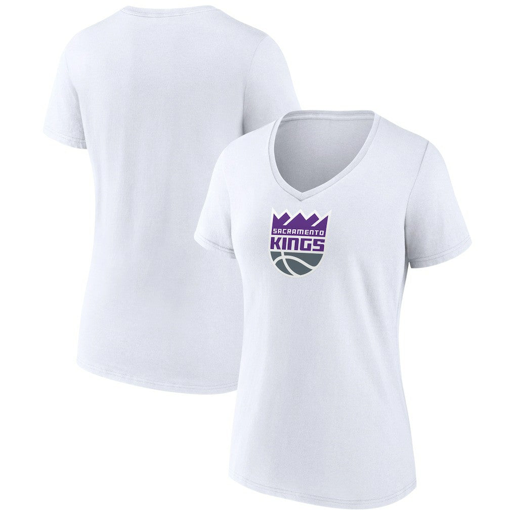 Sacramento Kings Women's Logo V-Neck T-Shirt White - NBA