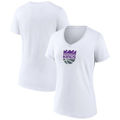 Sacramento Kings Women's Logo V-Neck T-Shirt White - NBA